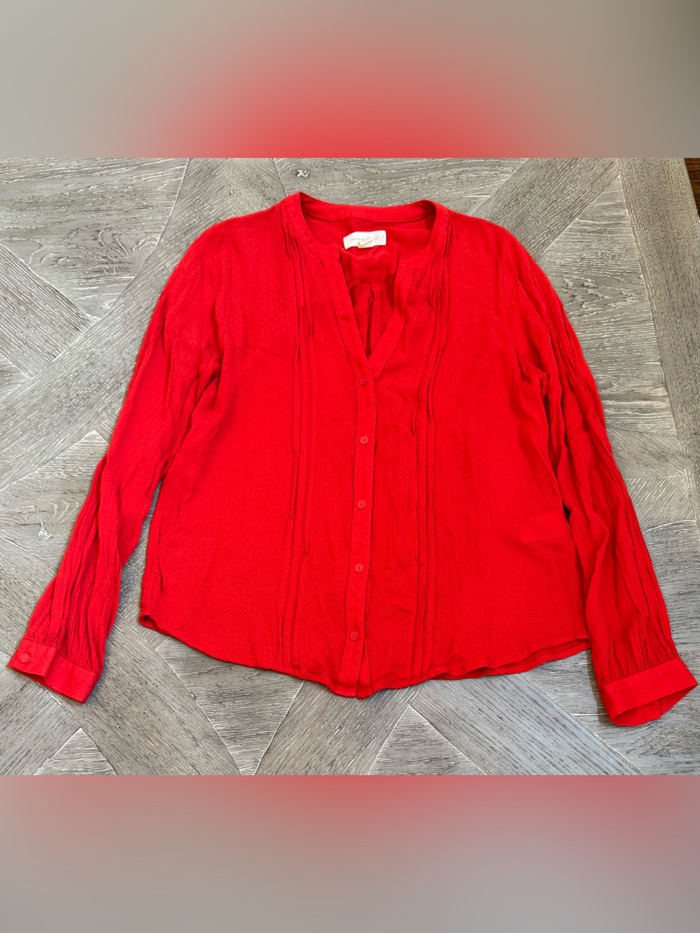 Treasure & Bond Red Button-Down Long-Sleeve Blouse